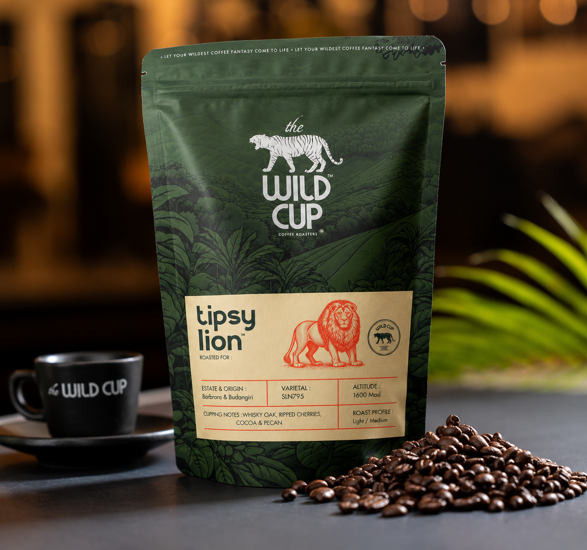 Tipsy Lion whiskey barrel aged coffee – The Wild Cup